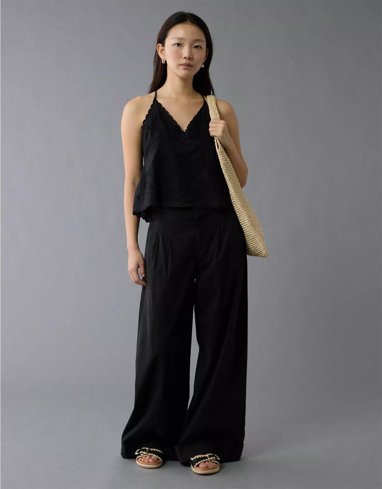 AE V-Neck Embroidered Halter Top Product Image