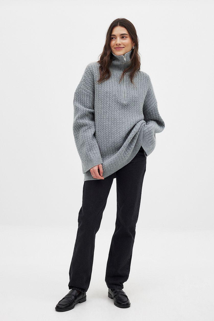 Wool Half Zip Knitted Sweater Product Image