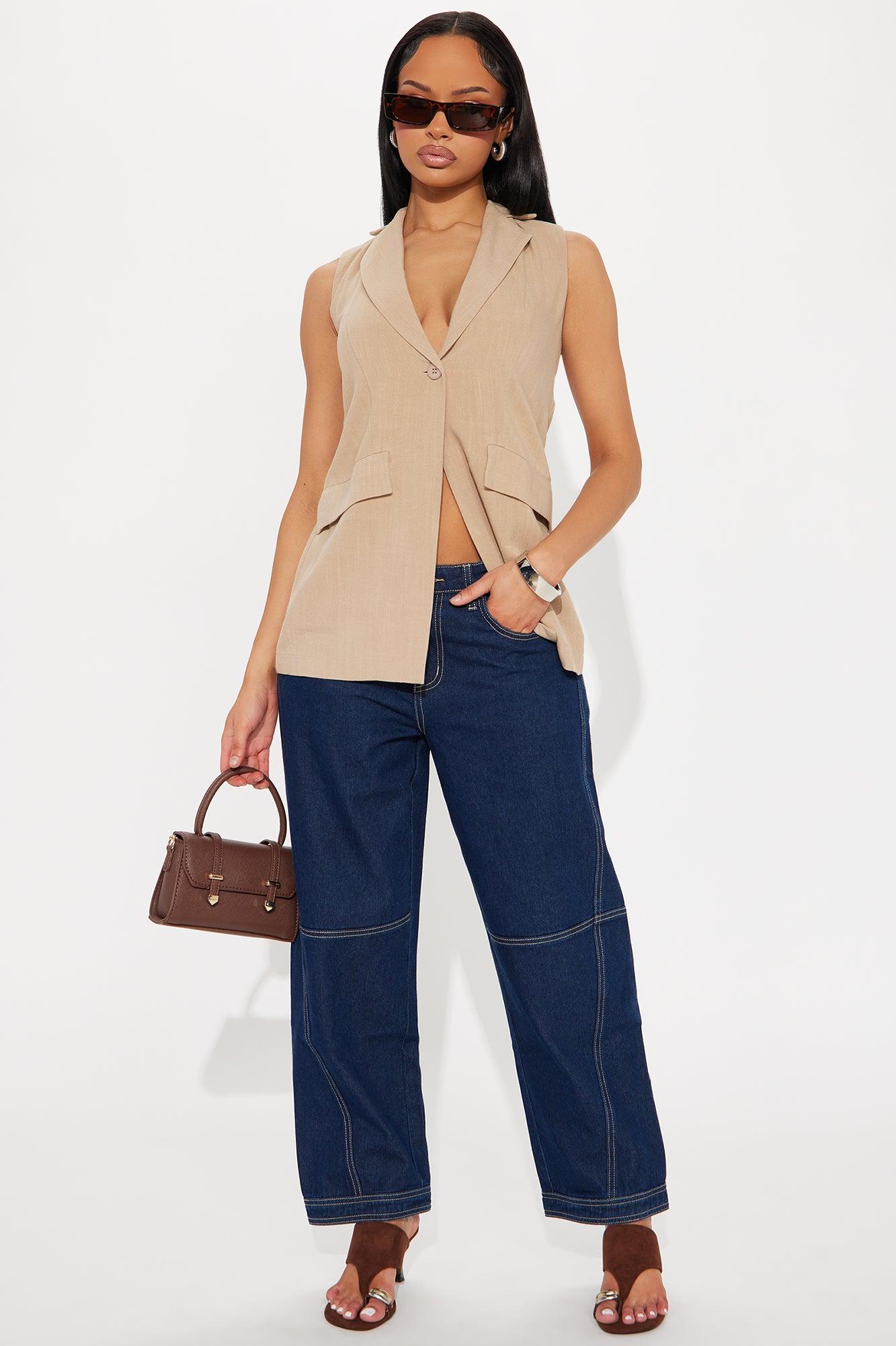 Azani Linen Vest - Taupe Product Image