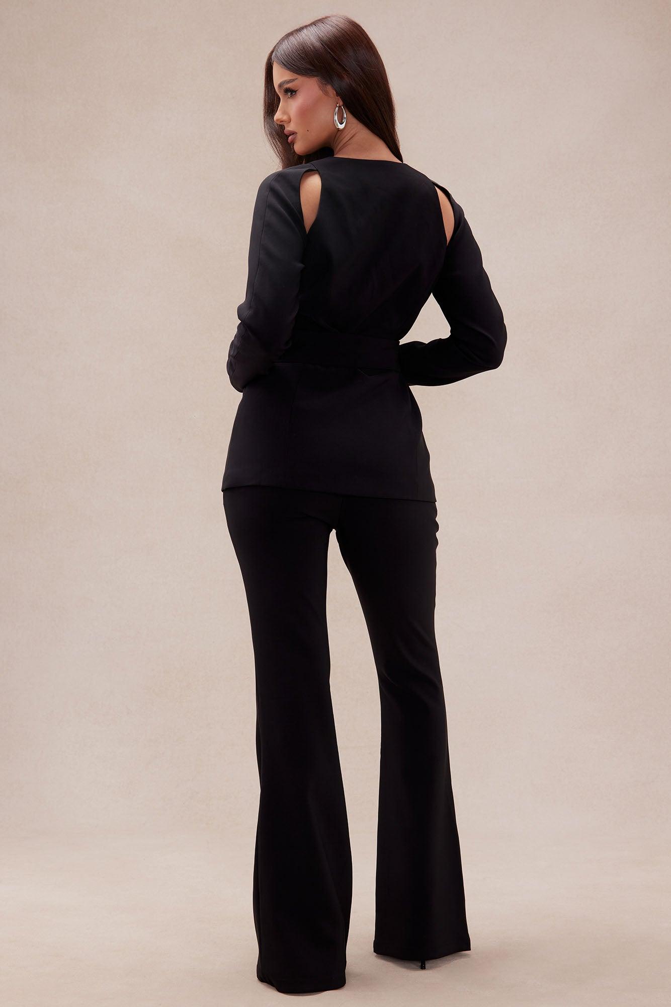 Julia Belted Pant Suit Set - Black Product Image