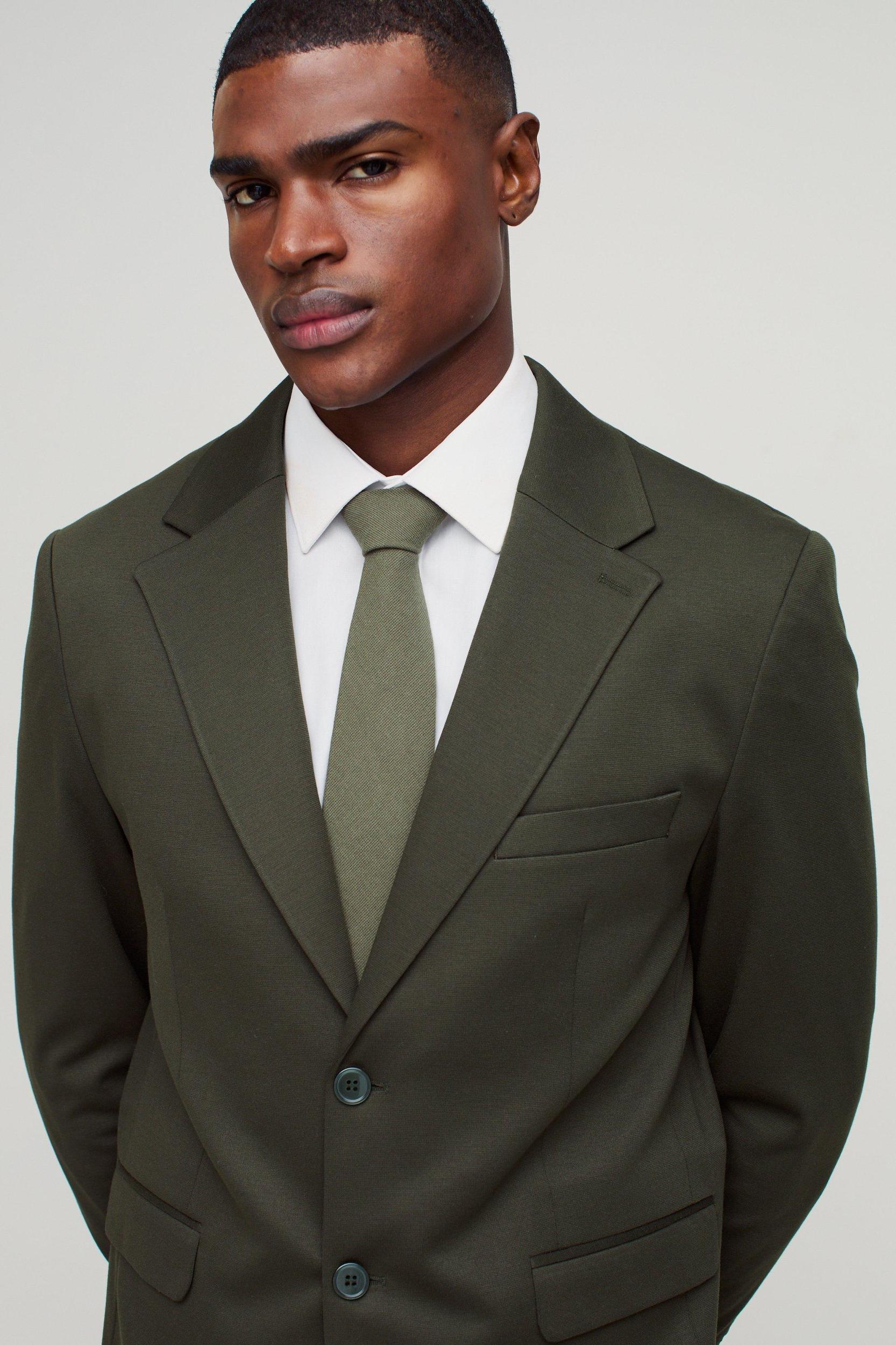 Straight Fit Jersey Blazer | boohooMAN USA Product Image