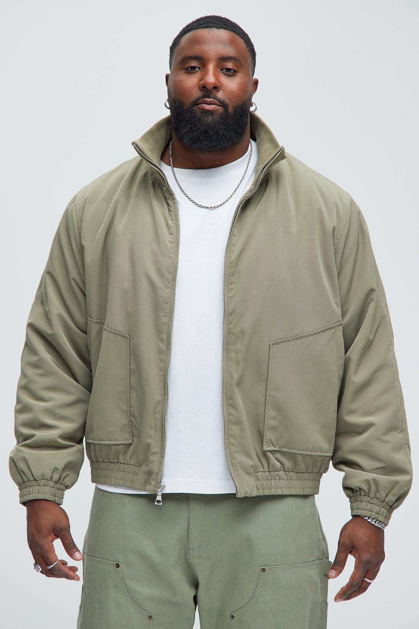 Favre Zip-Through Mock Neck Bomber Jacket - Olive Product Image