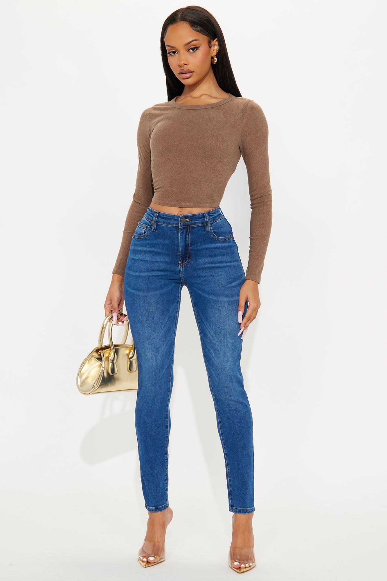 Poppy Long Sleeve Brushed Knit Top - Brown Female Product Image