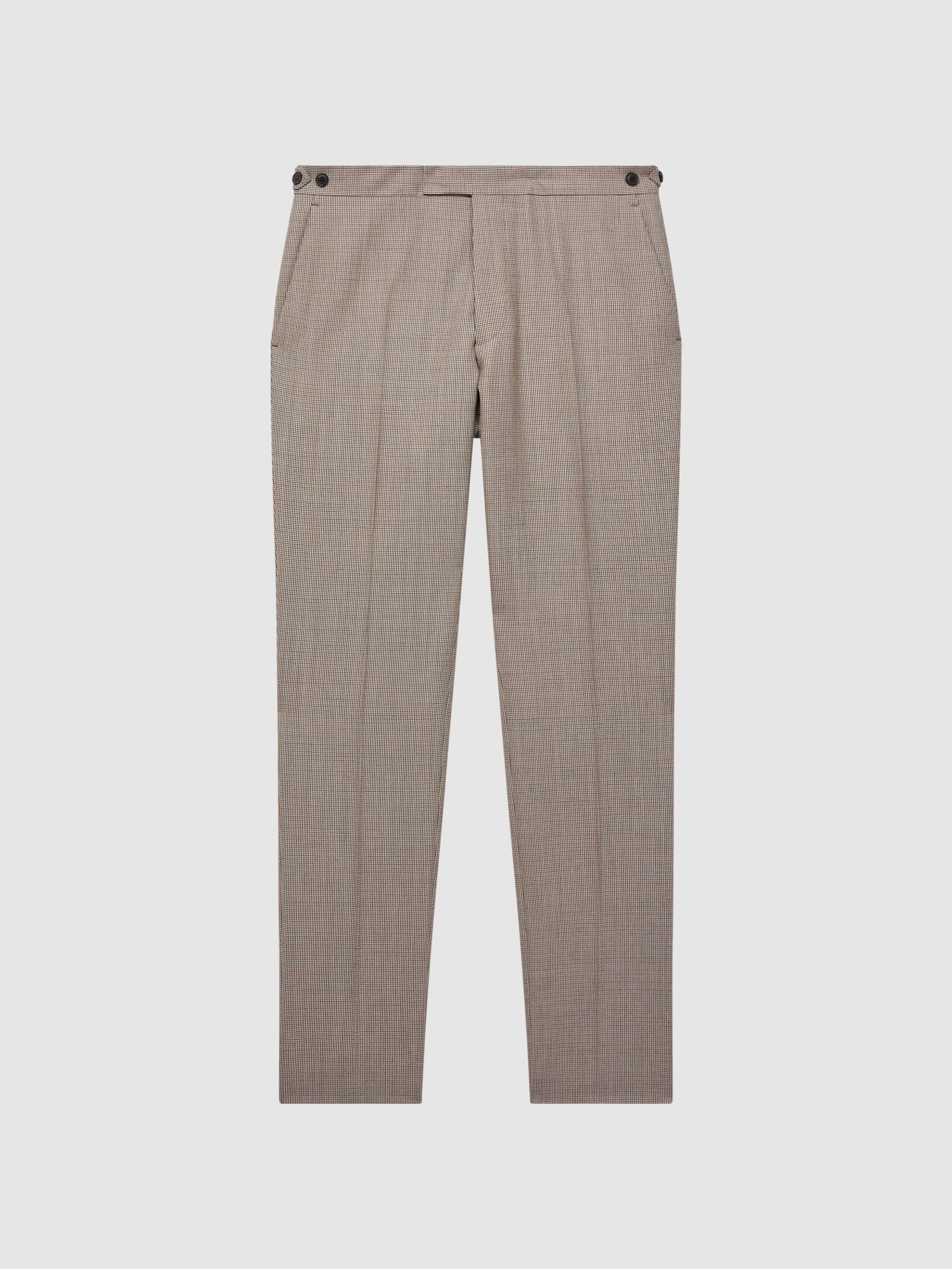 Slim Fit Wool Puppytooth Trousers in Brown Product Image