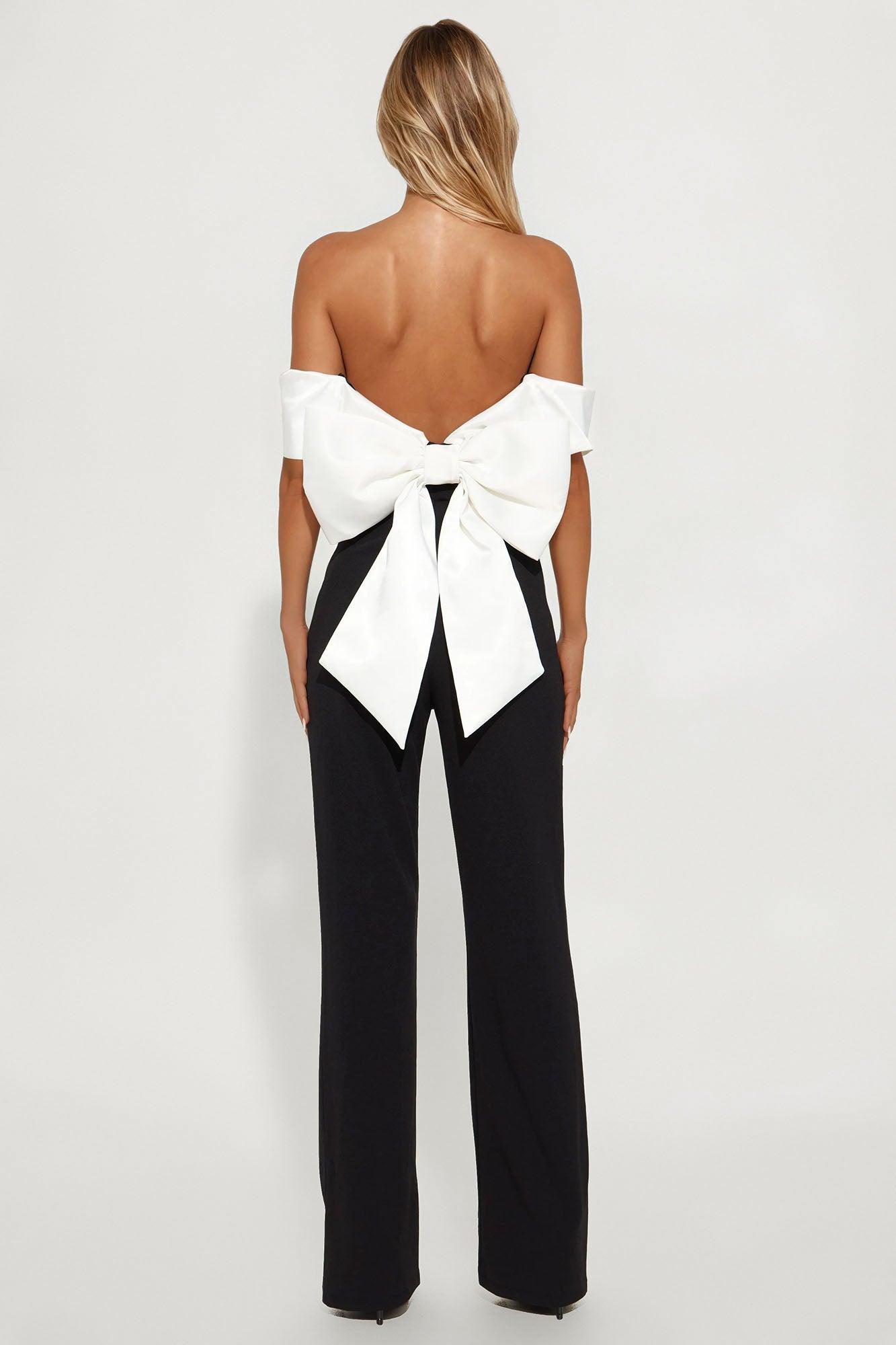 Corina Bow Jumpsuit - Black/White Female Product Image