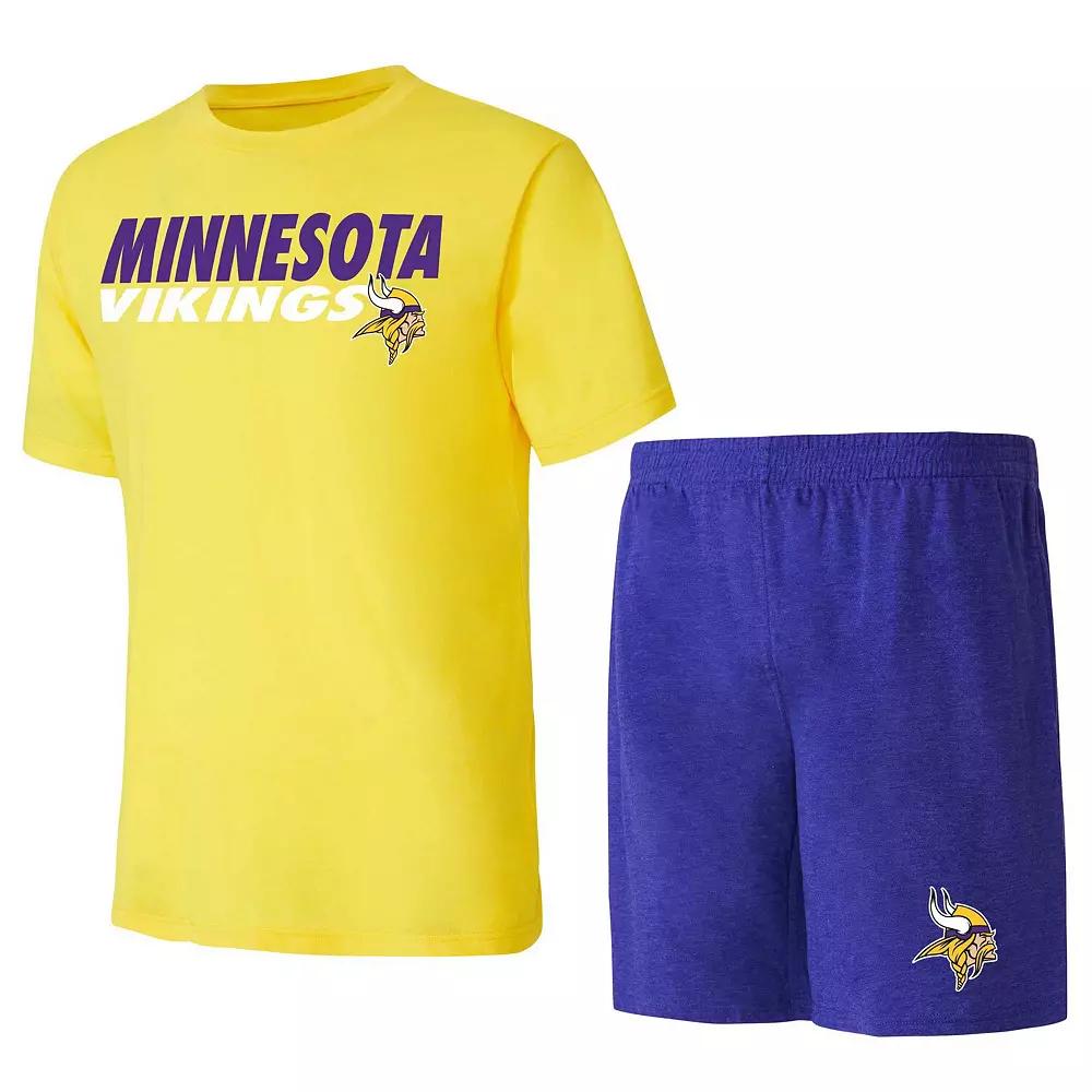 Men's Concepts Sport Purple/Gold Minnesota Vikings Meter T-Shirt & Shorts Sleep Set, Size: XL Product Image