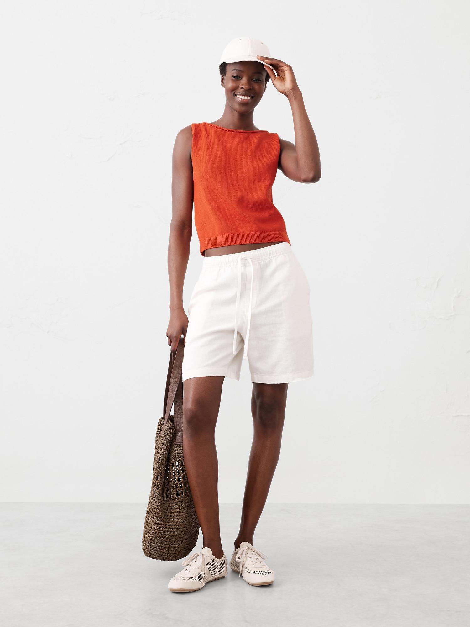 Cropped Boat-Neck Sweater Shell Product Image