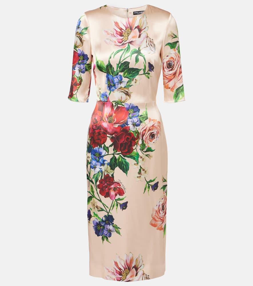 DOLCE & GABBANA Women Flower Print Midi Dress In Neutral Product Image
