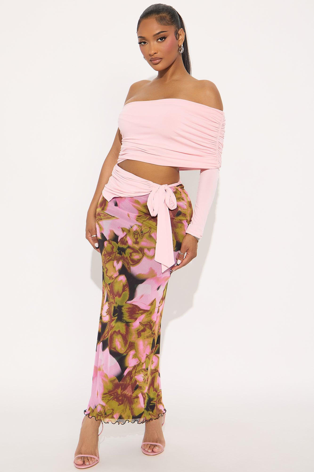 Striking One Shoulder Cut Out Top - Pink Female Product Image