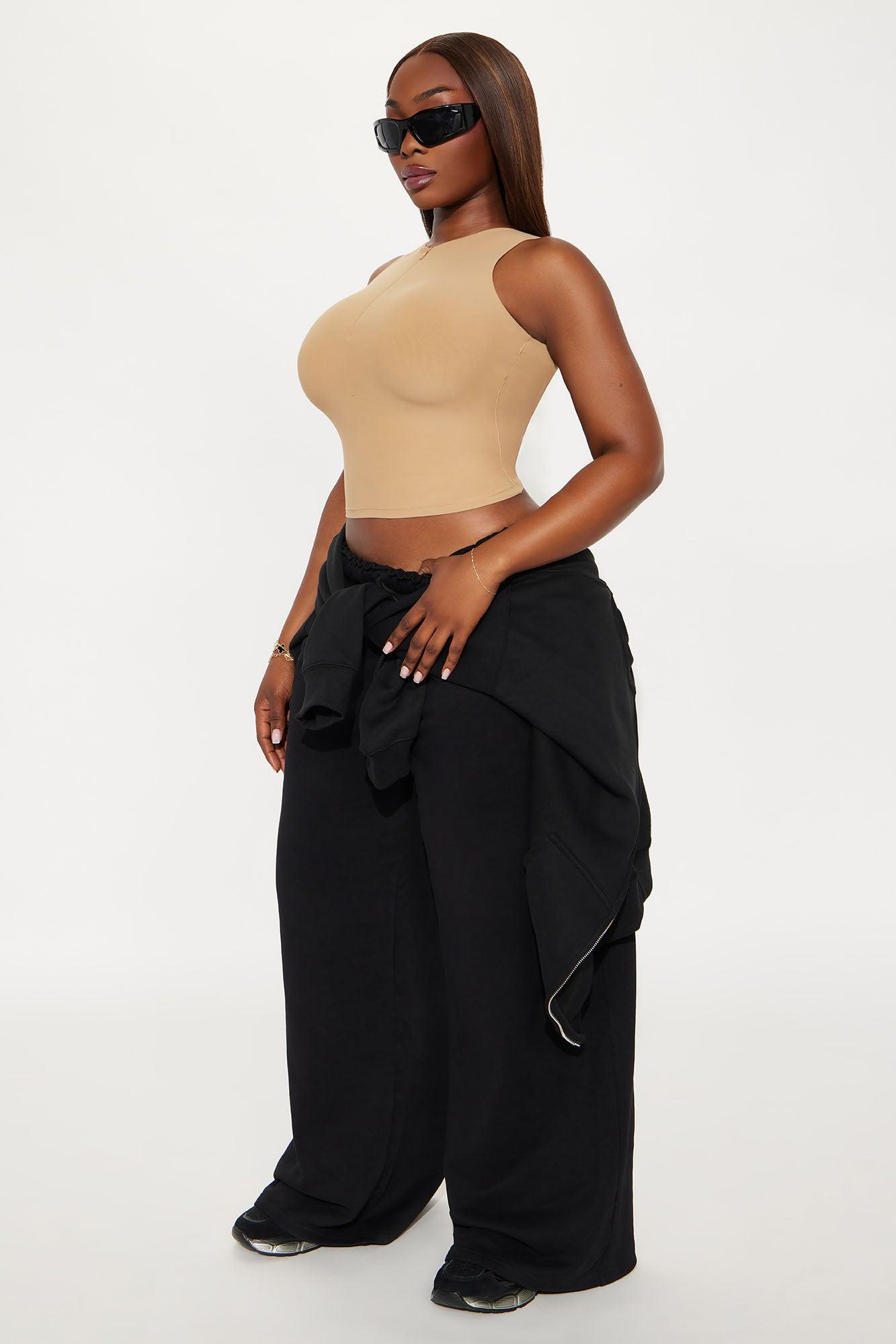 Second Skin Double Lined Zip Front Tank - Mocha Female Product Image