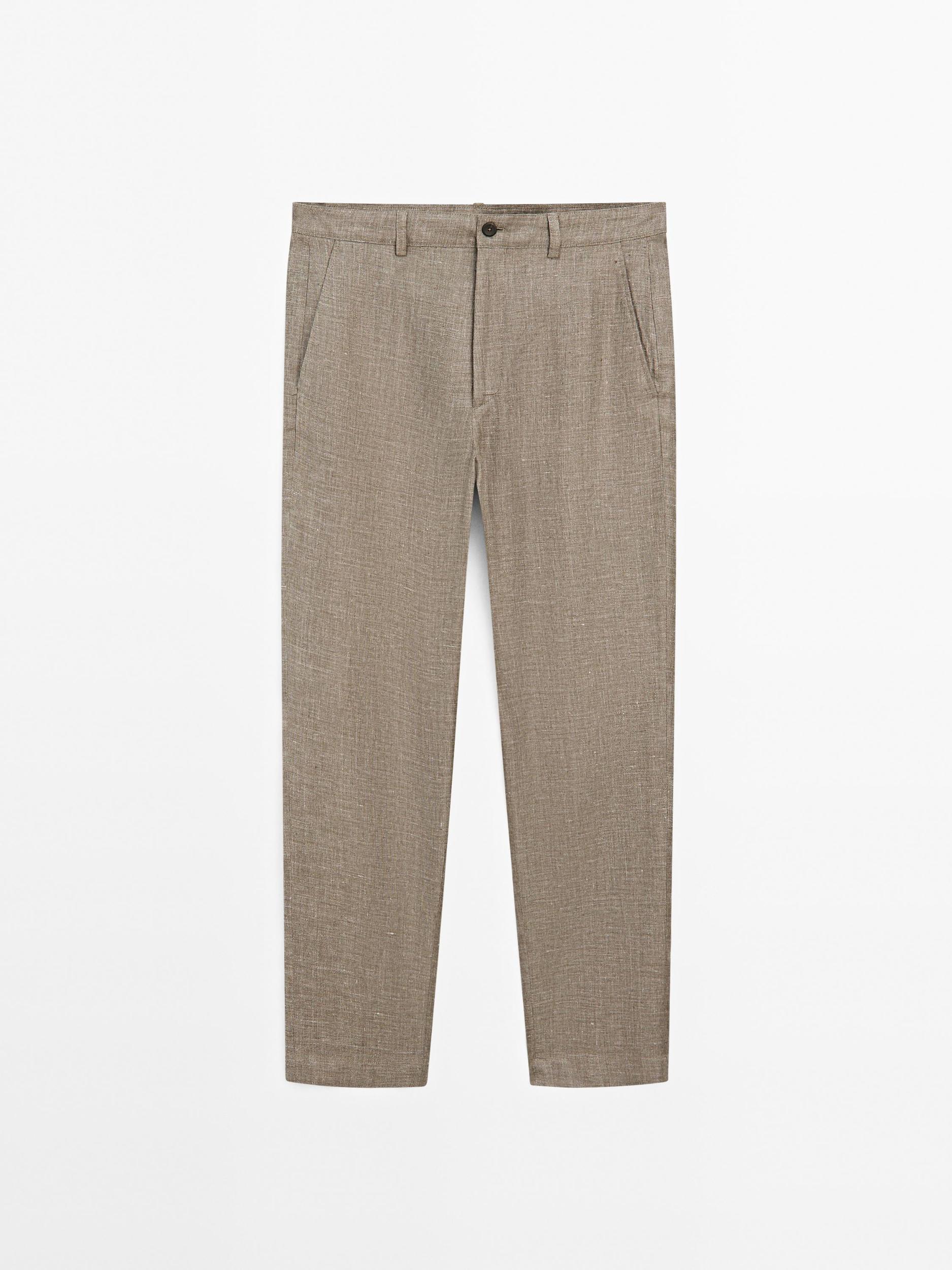 100% linen straight-leg trousers Product Image