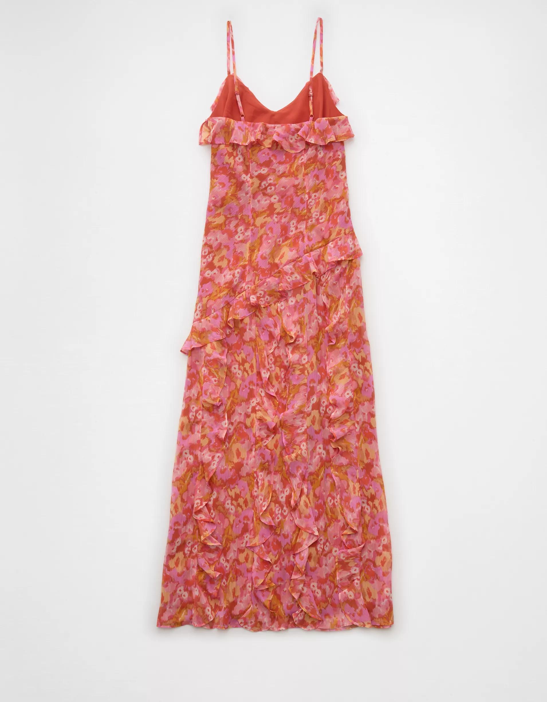 AE Asymmetrical Ruffle Maxi Slip Dress Product Image
