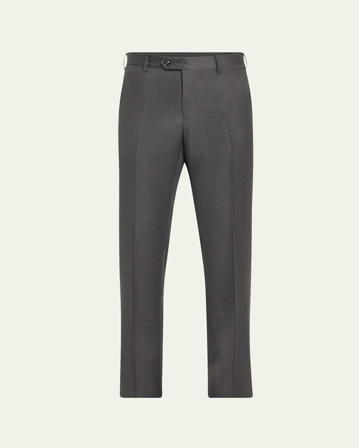 Mens Crease-Front Virgin Wool Trousers Product Image
