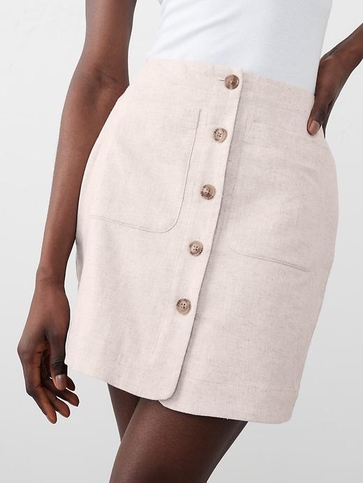 Linen-Blend A-Line Mini Skirt Product Image