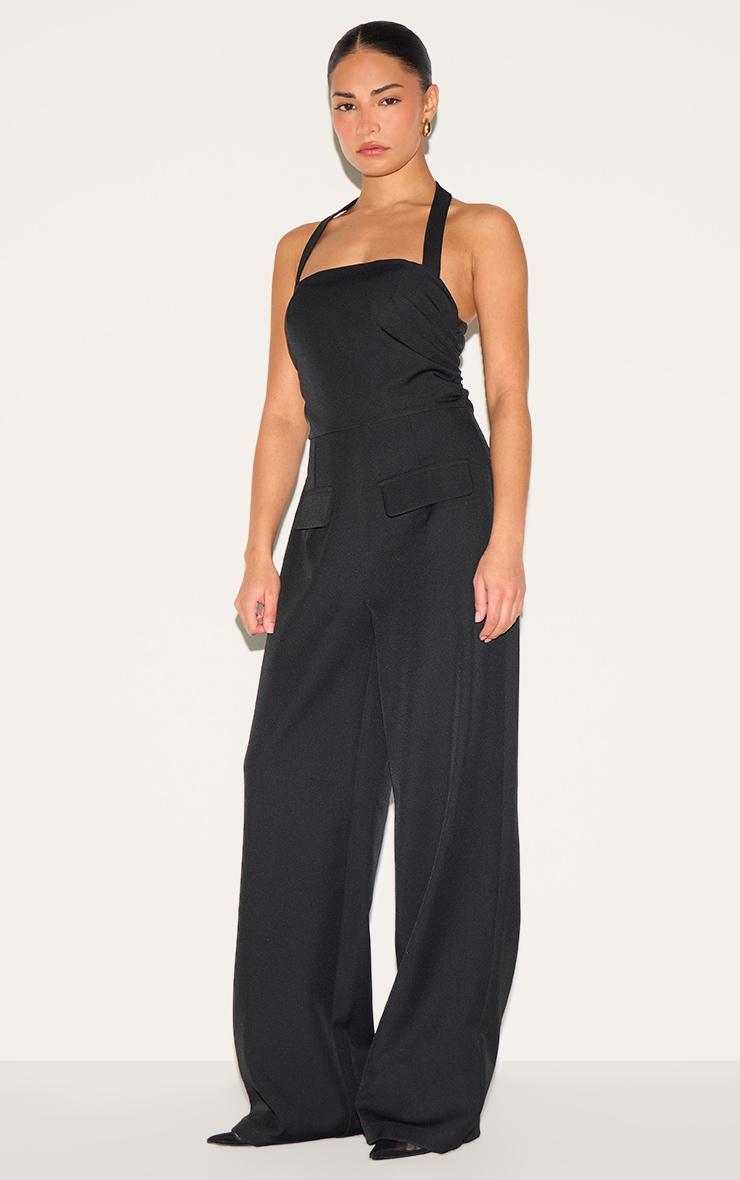 Petite Black Tailored Wide Leg Jumpsuit Product Image