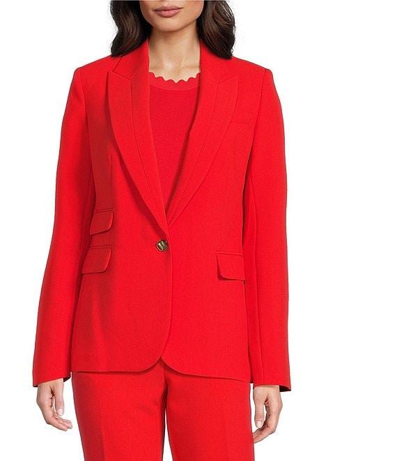 KARL LAGERFELD PARIS Woven Notch Lapel Long Sleeve One-Button Jacket Product Image