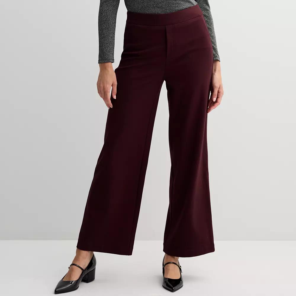 Womens Nine West High-Rise Wide-Leg Ponte Pants Proteus Purple Product Image