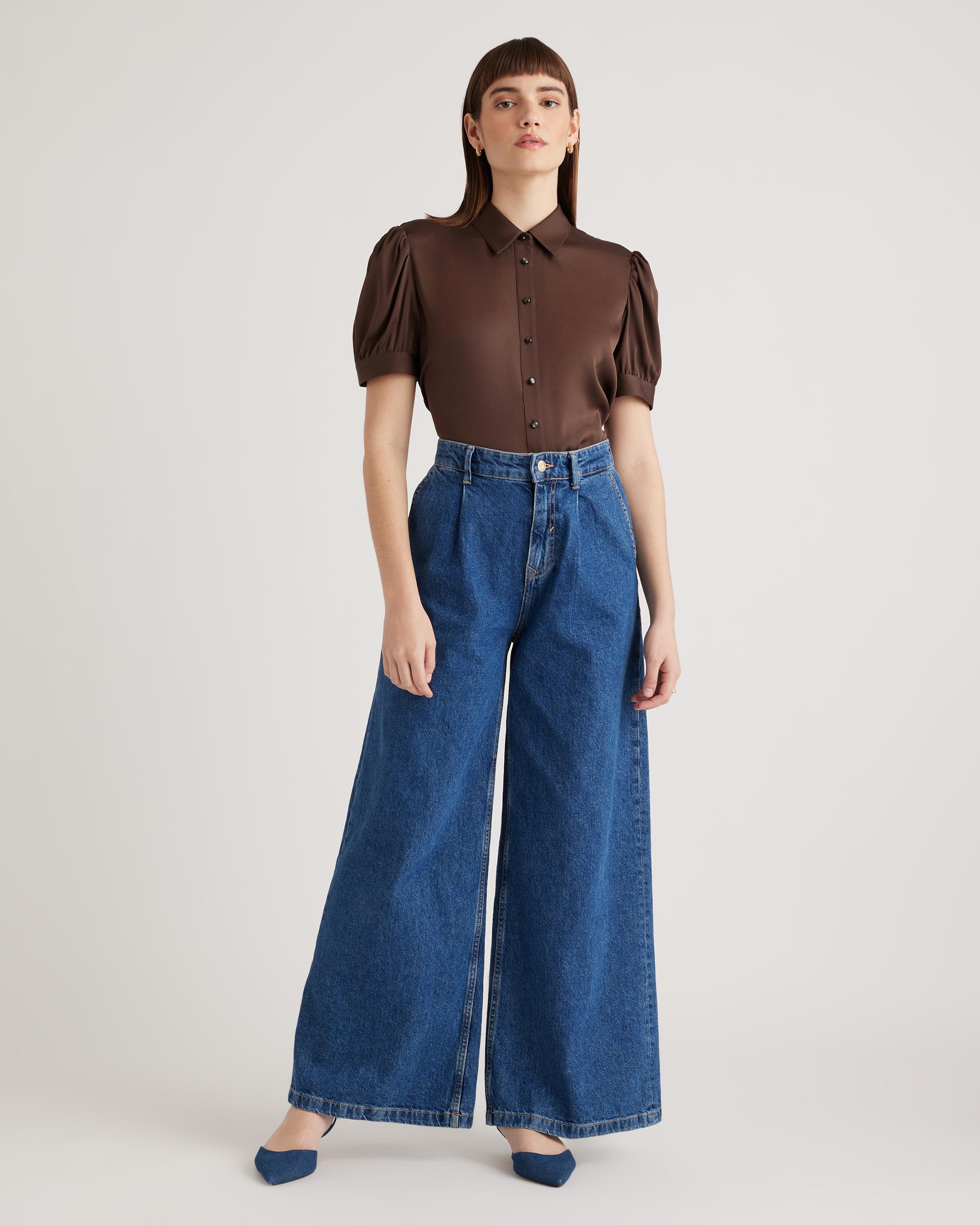 Quince | Women's Washable Stretch Silk Puff Sleeve Blouse Mulberry Silk Product Image