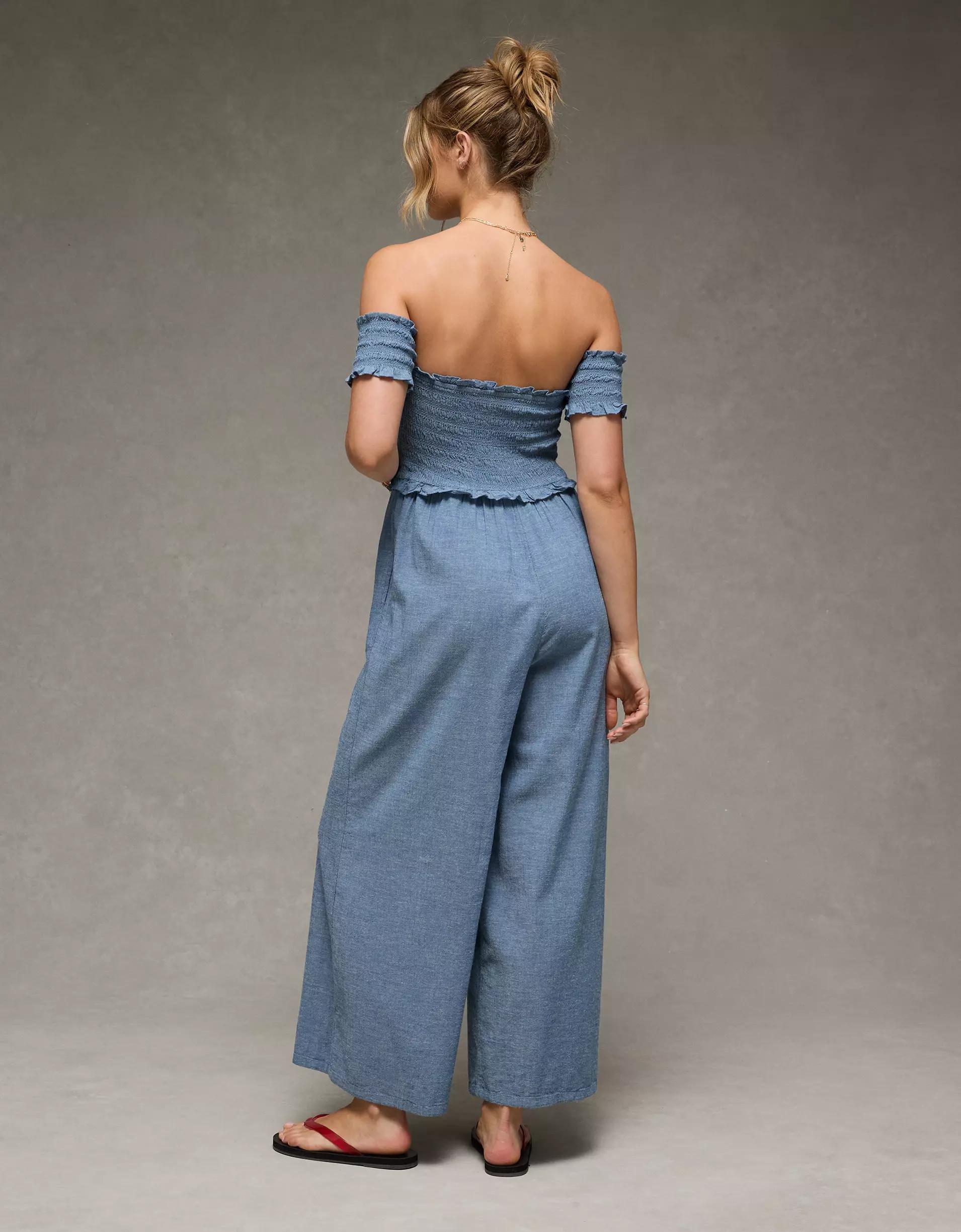 AE Off The Shoulder Tie Front Jumpsuit Product Image