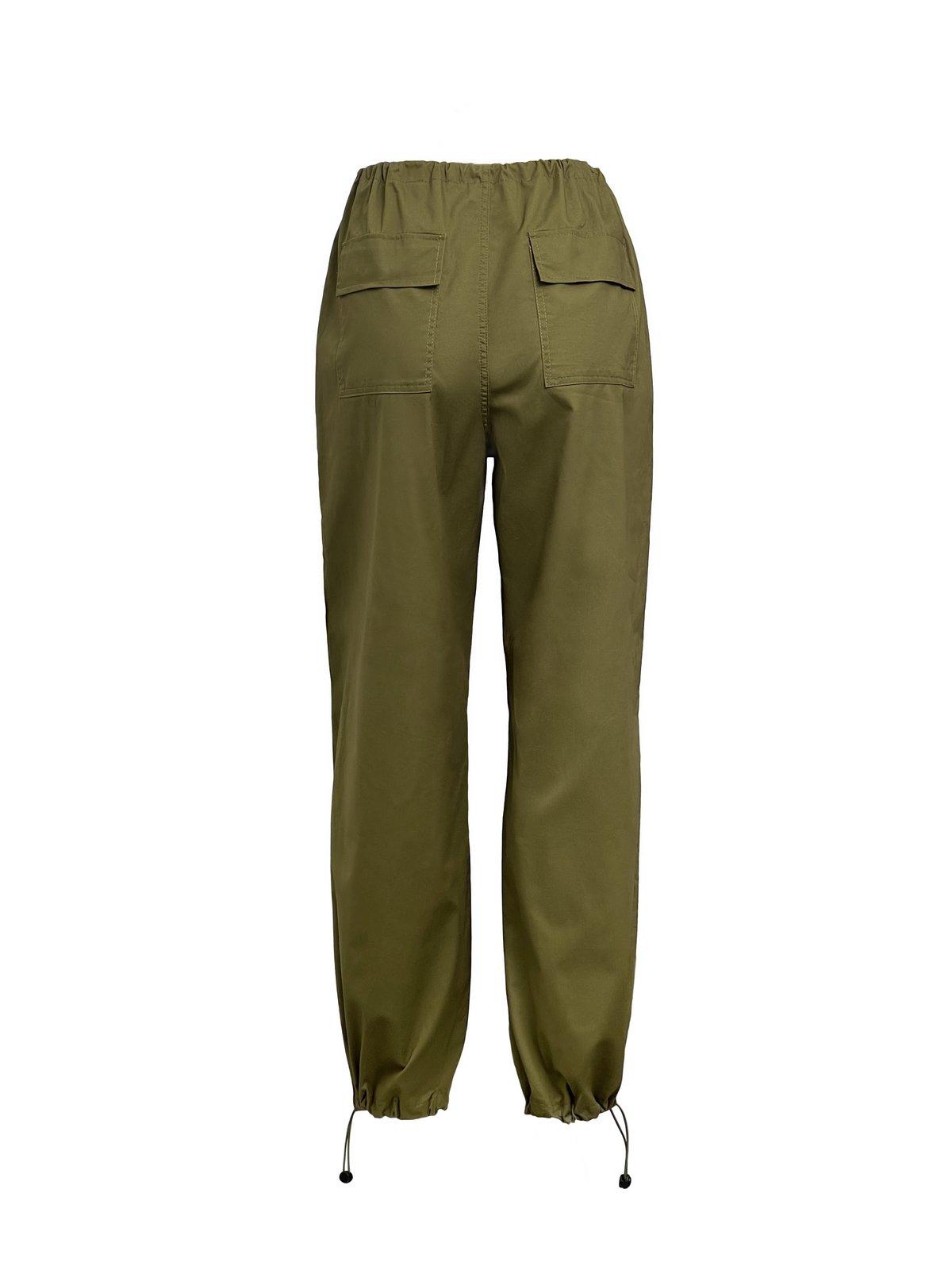 Size Friendly Low Waist Parachute Cargo Pants Product Image