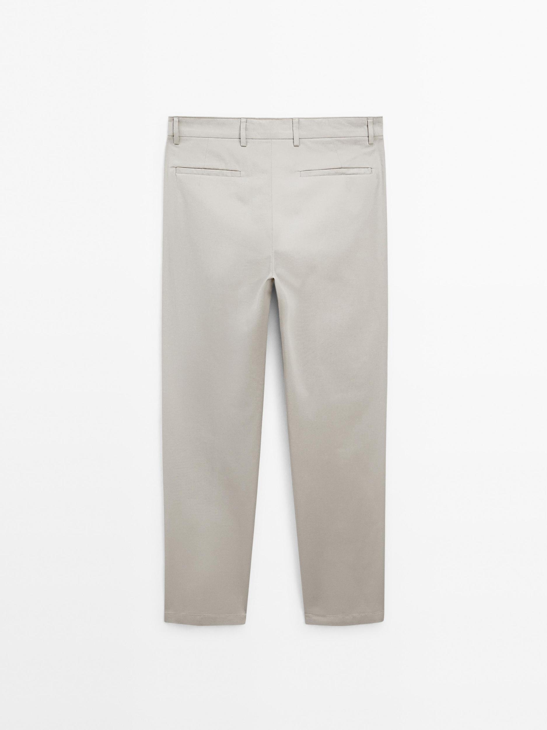 Cotton blend tapered fit trousers Product Image