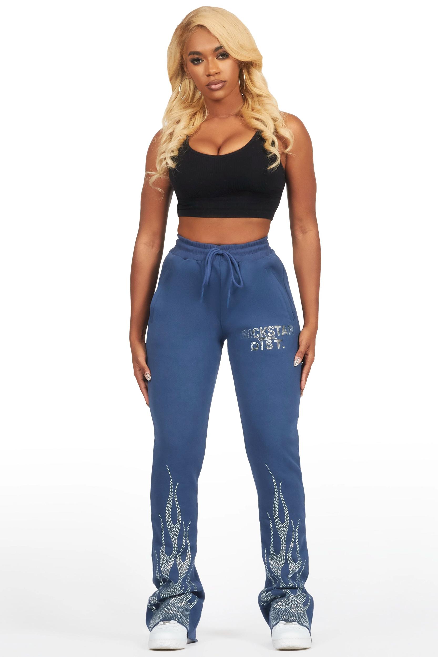 Anastesia Navy Stacked Track Pant Female Product Image