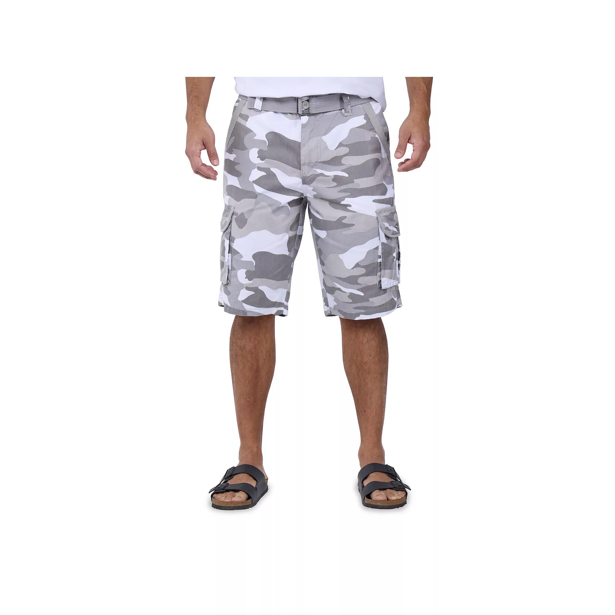 Men's RAW X by Xray Regular-Fit Belted Button Cargo Shorts, Size: 34, White Product Image