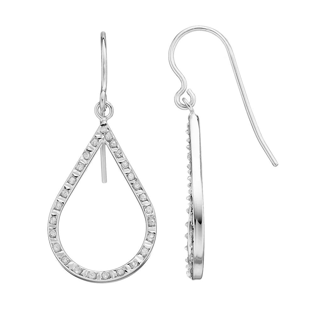 Diamond Mystique Platinum Over Silver Teardrop Earrings, Women's, Silvertone Product Image