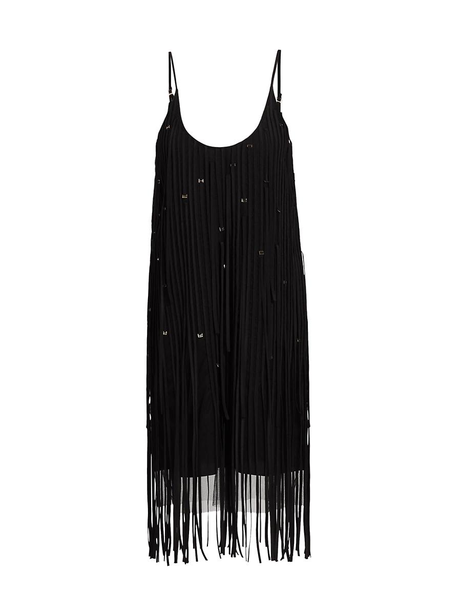 Womens Embroidred Fringe Tulle Minidress Product Image