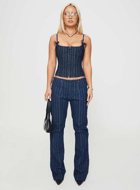 Charismatic Denim Corset Dark Pinstripe Product Image