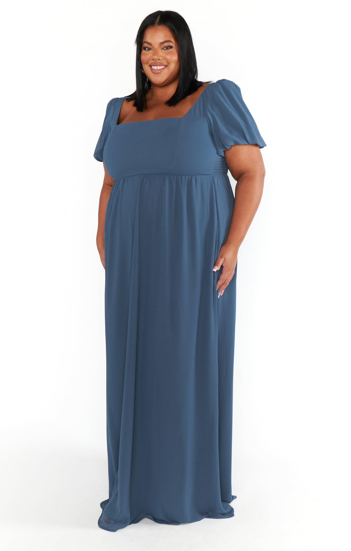 Nora Maxi Dress ~ Slate Blue Chiffon Product Image