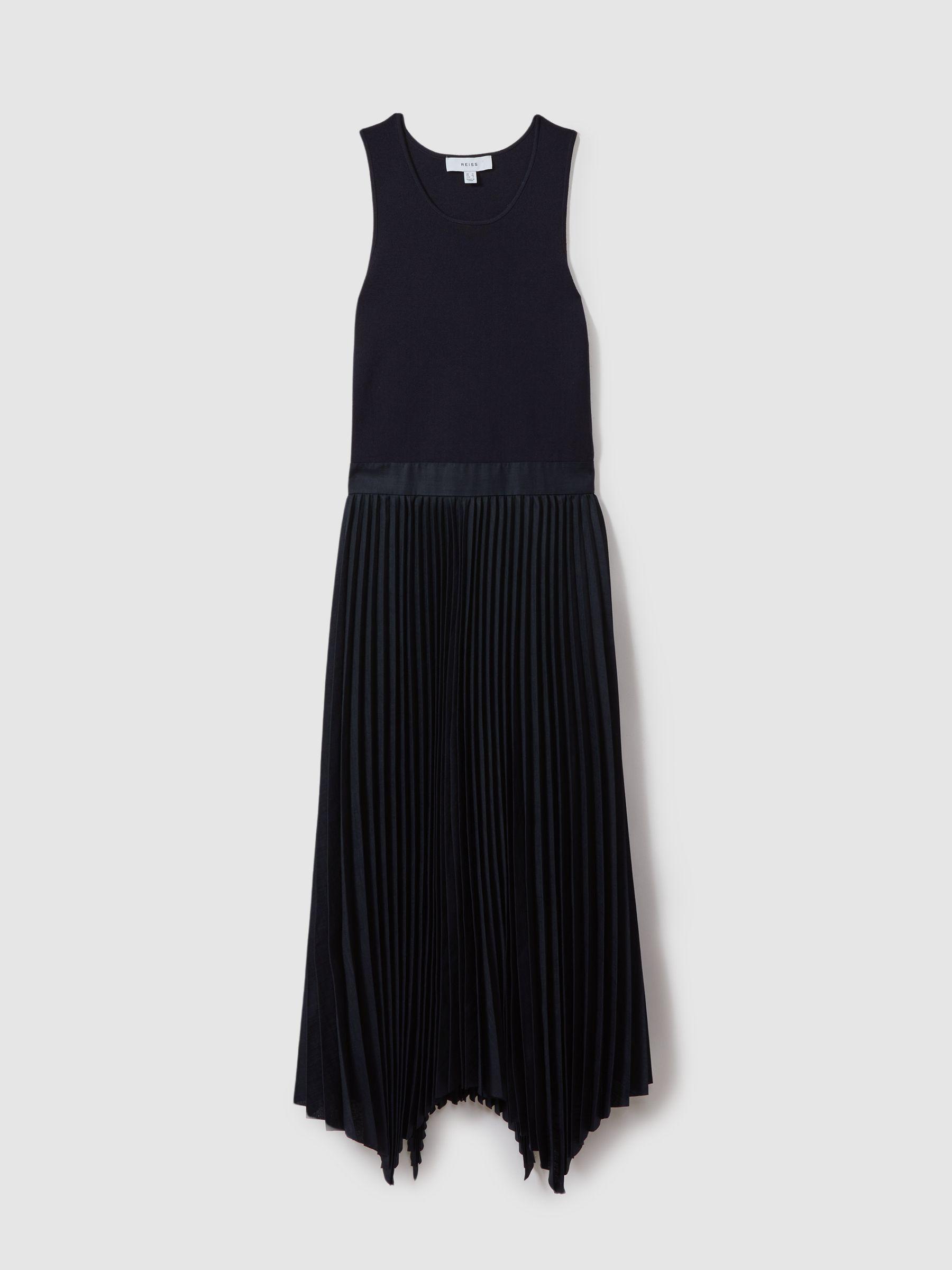 Knit Hybrid Midi Dress in Navy Product Image