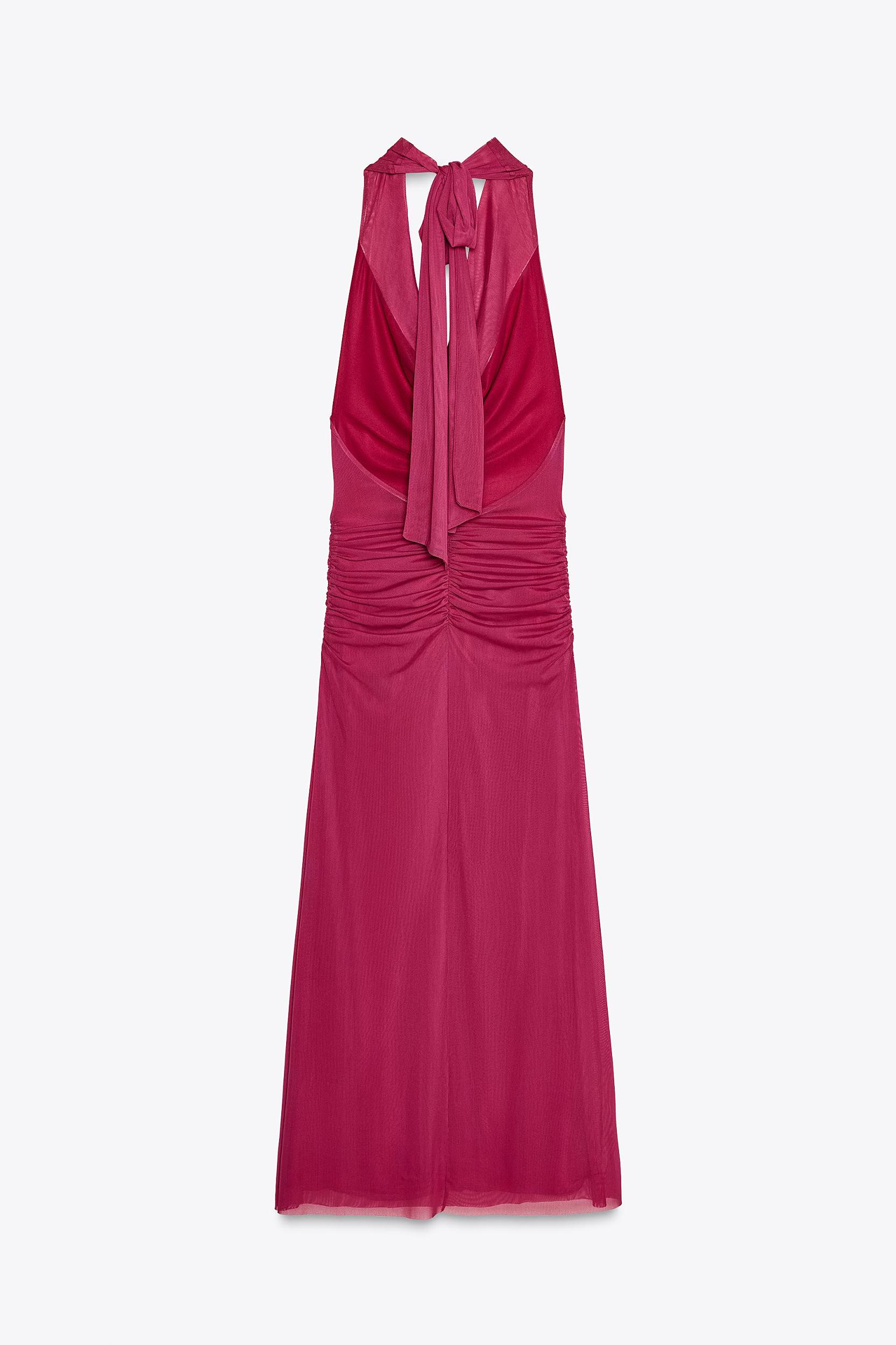 DRAPED HALTER TULLE DRESS Product Image