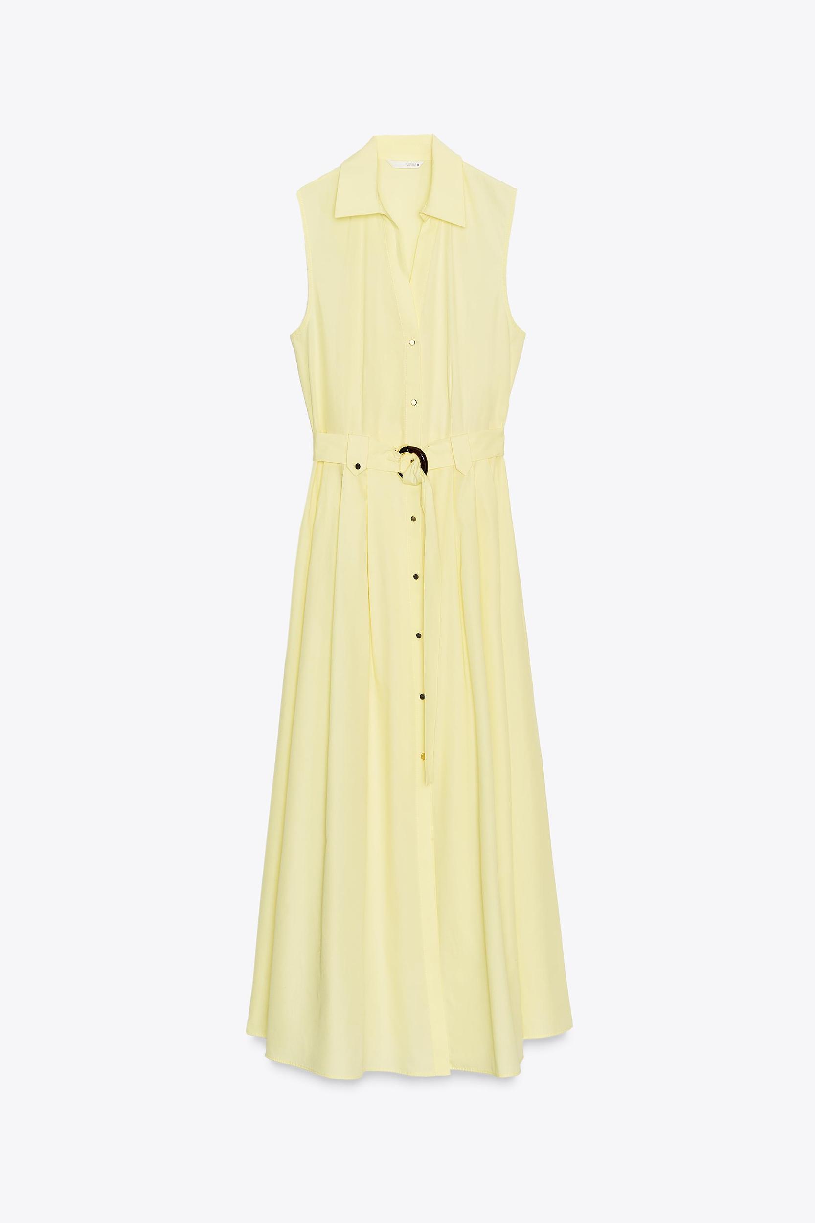 BELTED POPLIN MIDI DRESS Product Image