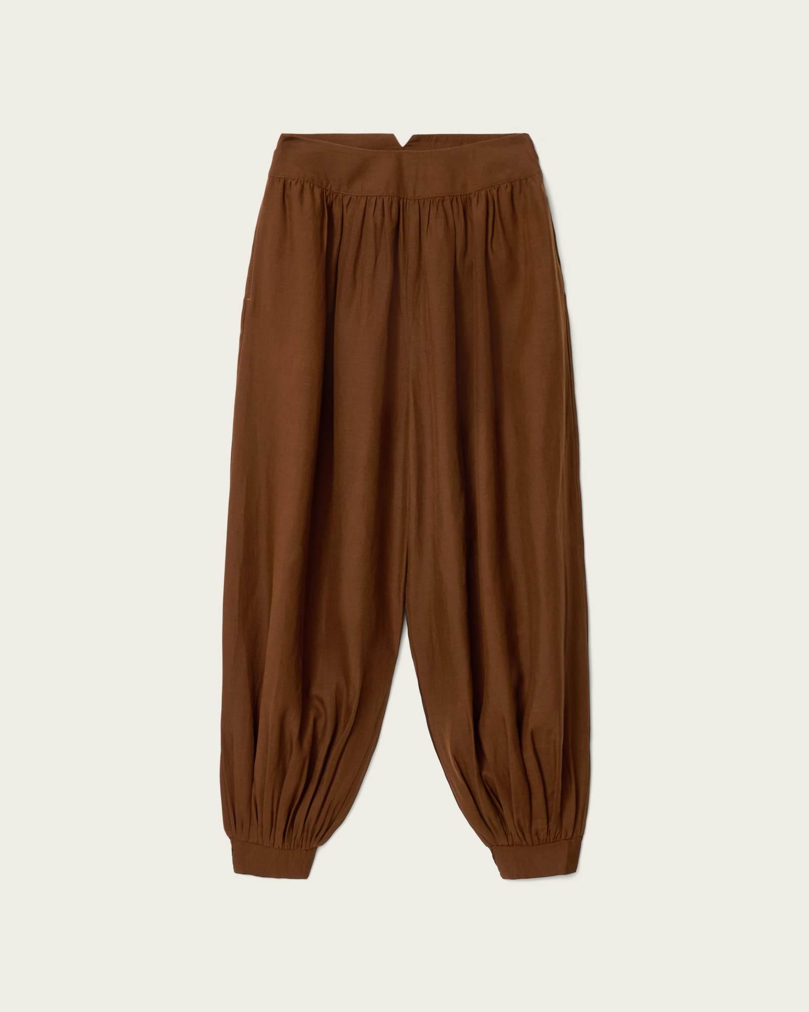 Harrie Linen Blend Baggy Fit Pants HOT CHOC BROWN | ALLSAINTS US Product Image