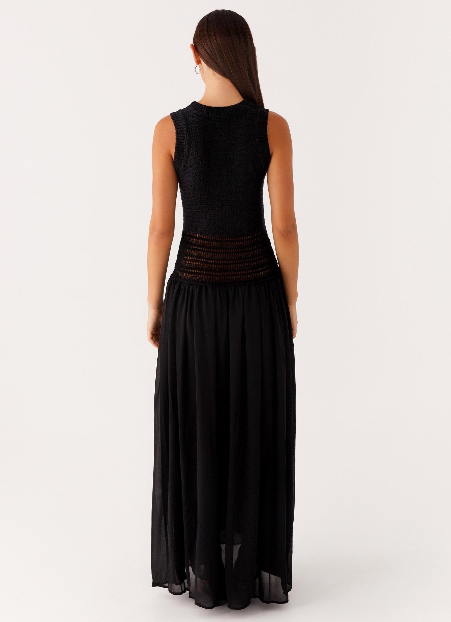 Off Grid Crochet Maxi Dress - Black Product Image