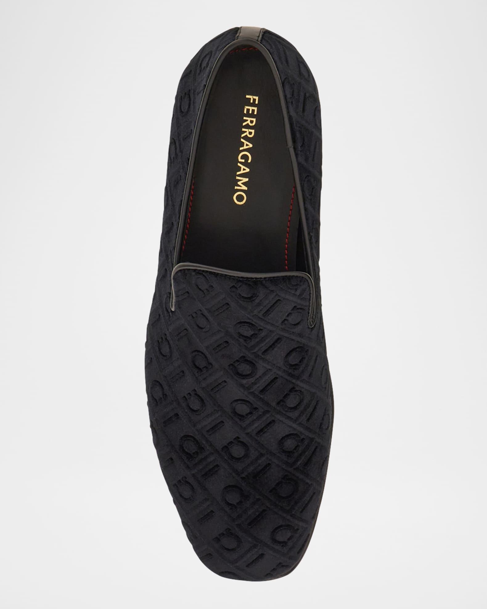 Men's Berry Monogram Velvet Loafers Product Image