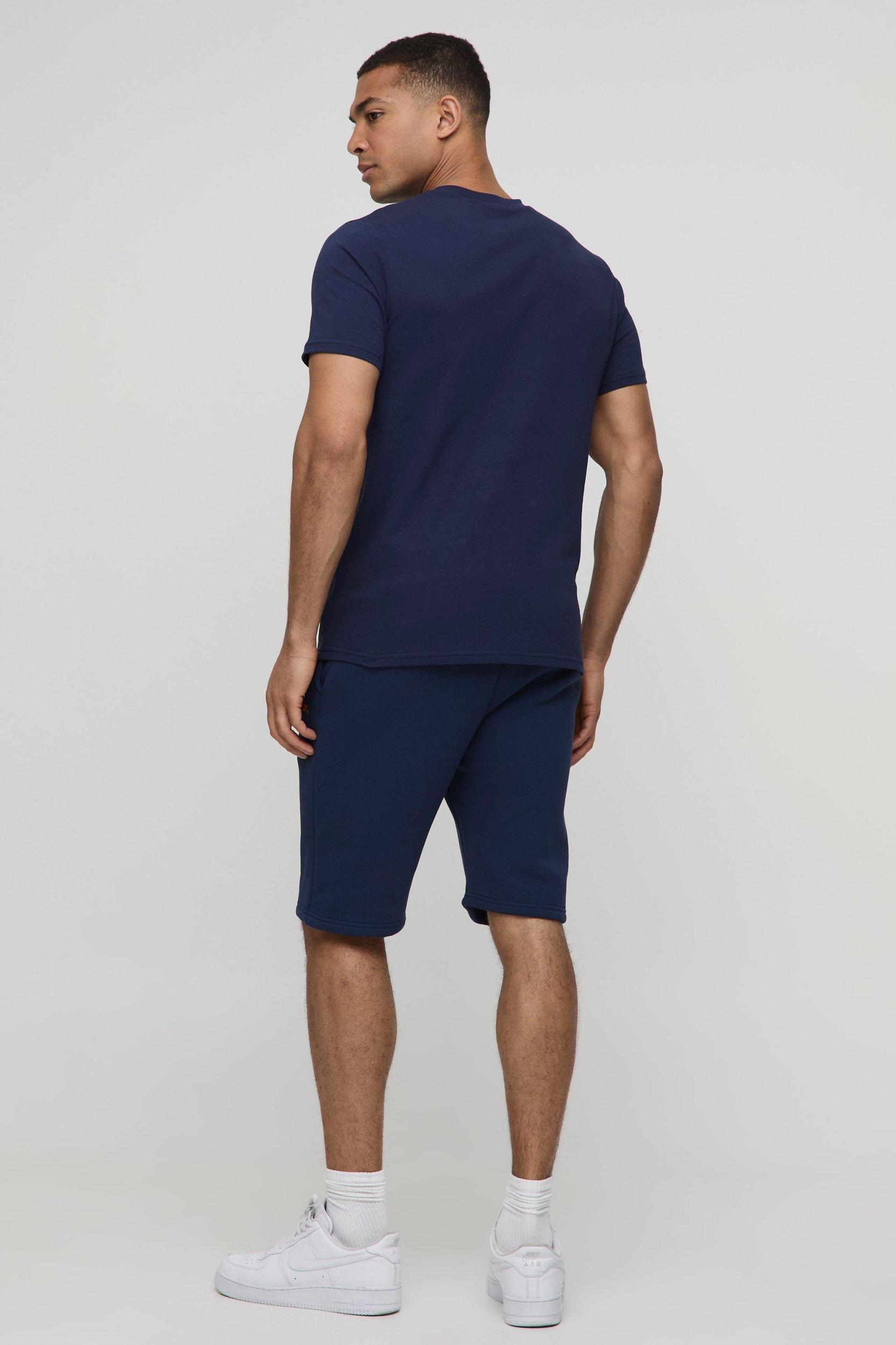 Slim Fit Man Panelled T-Shirt and Short Set | boohooMAN USA Product Image