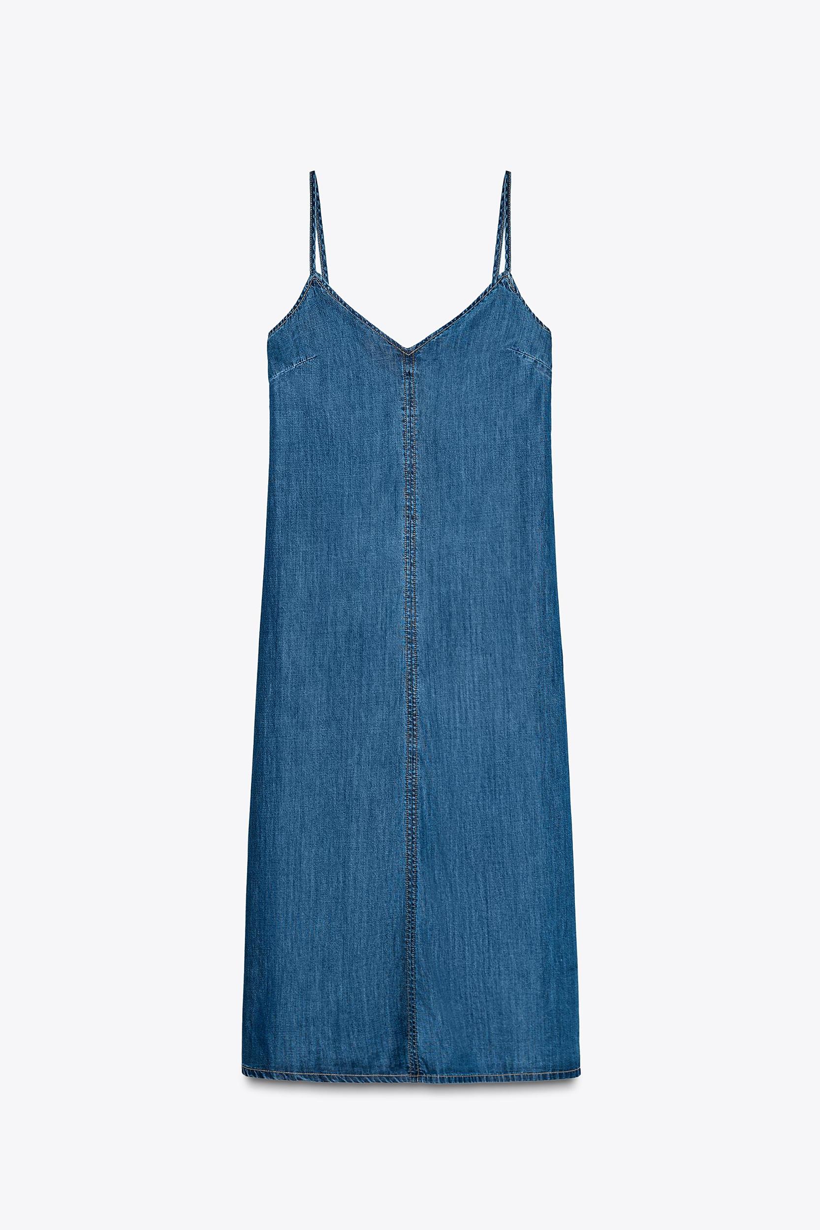 Z1975 DENIM STRAPPY MIDI DRESS Product Image