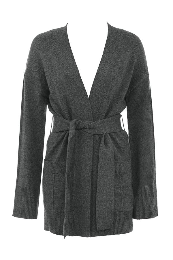 Alaia  charcoal cashmere blend belted cardigan - sale Product Image