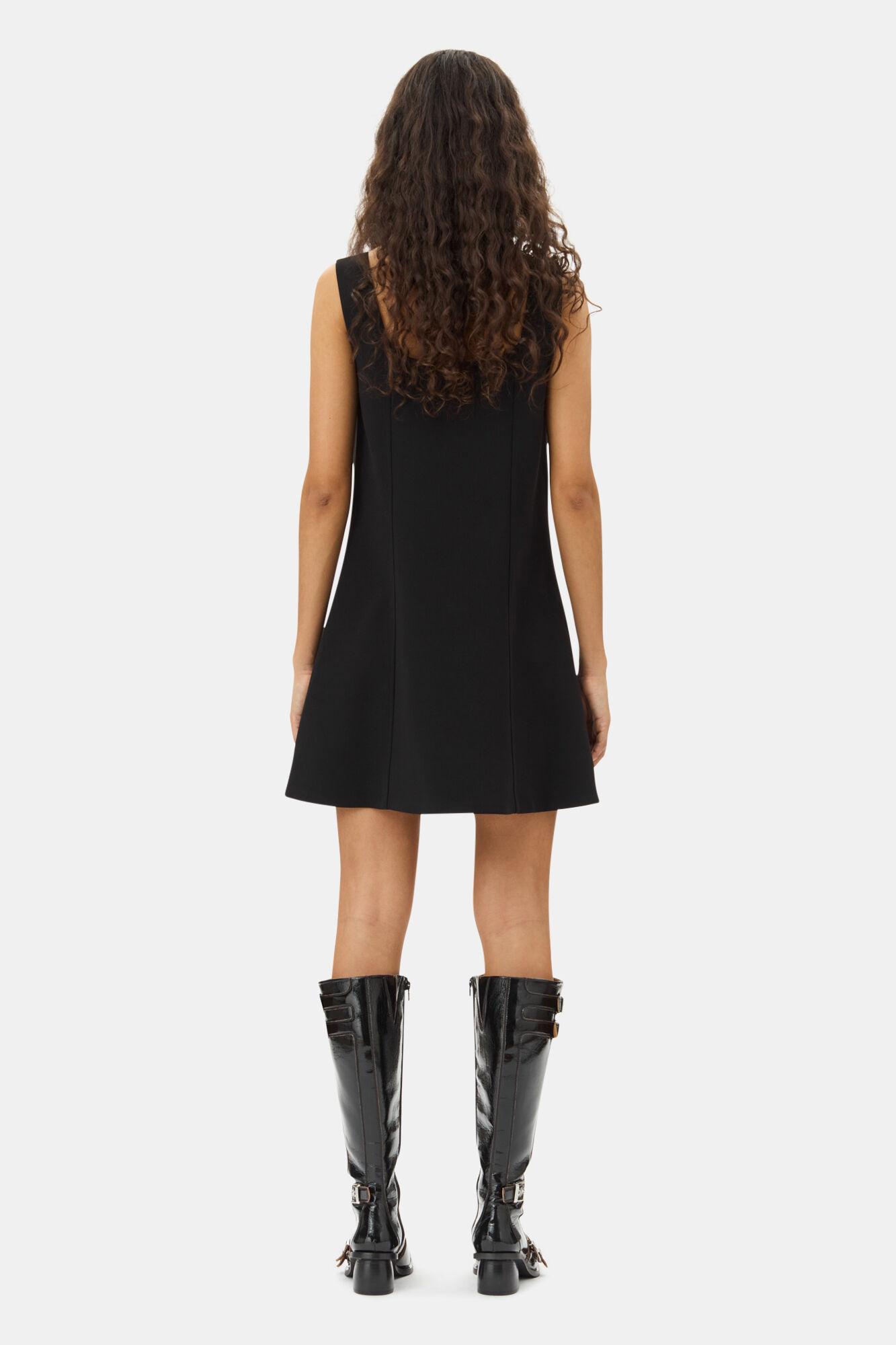 Black Bonded Crepe Mini Dress Product Image
