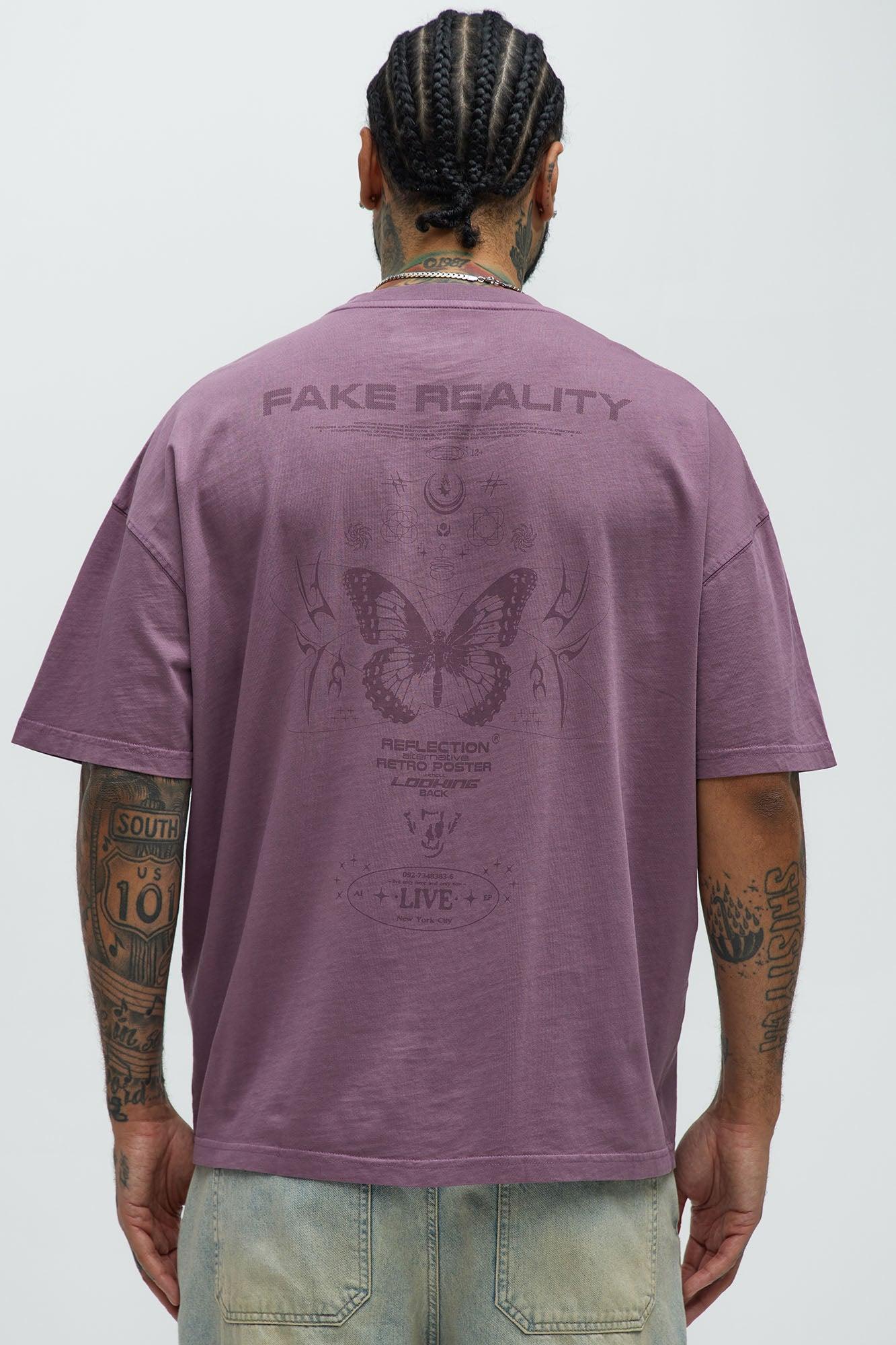 Fake Reality Oversized Short Sleeve Tee - Purple Product Image