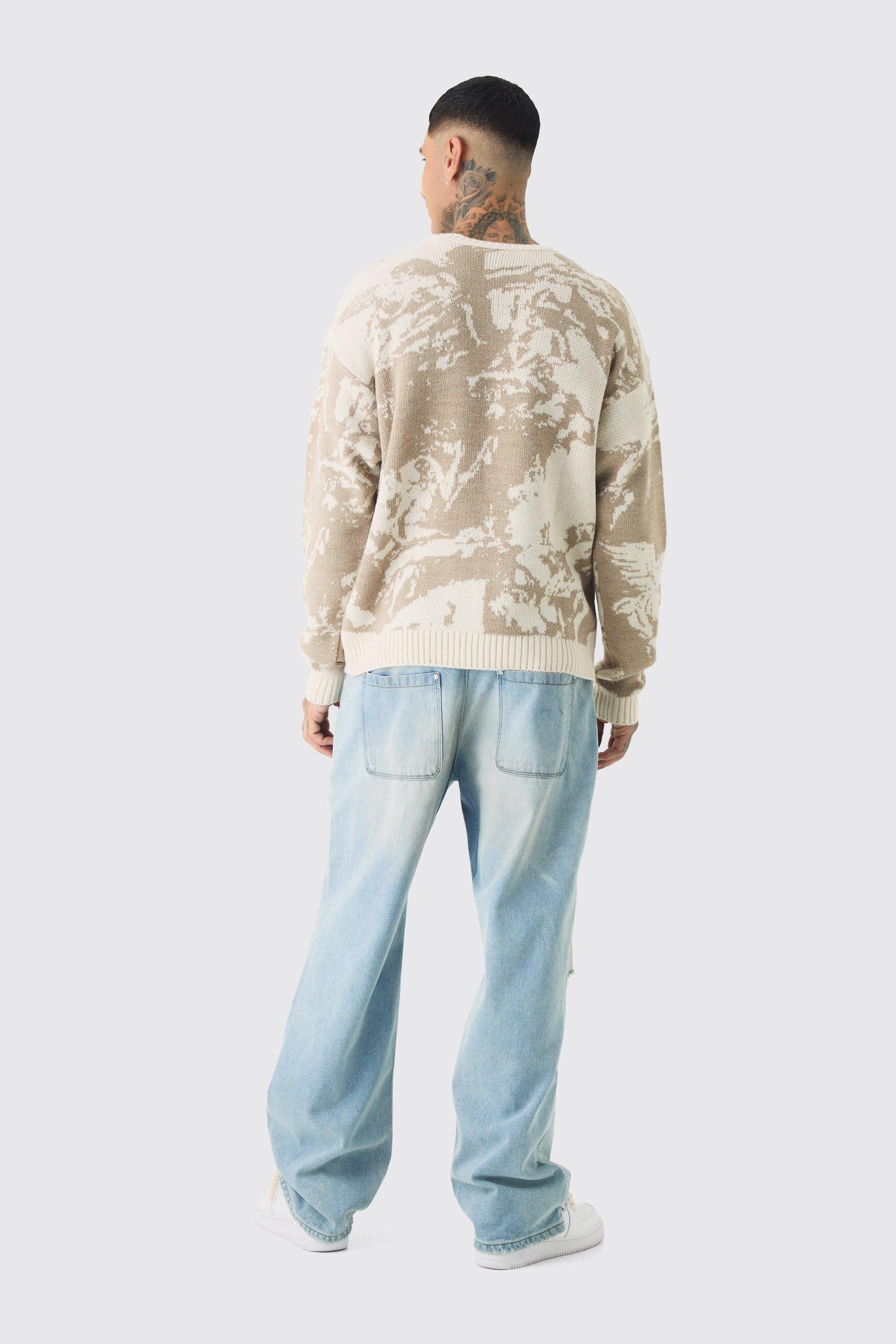 Tall Renaissance Oversized Knitted Sweat | boohooMAN USA Product Image