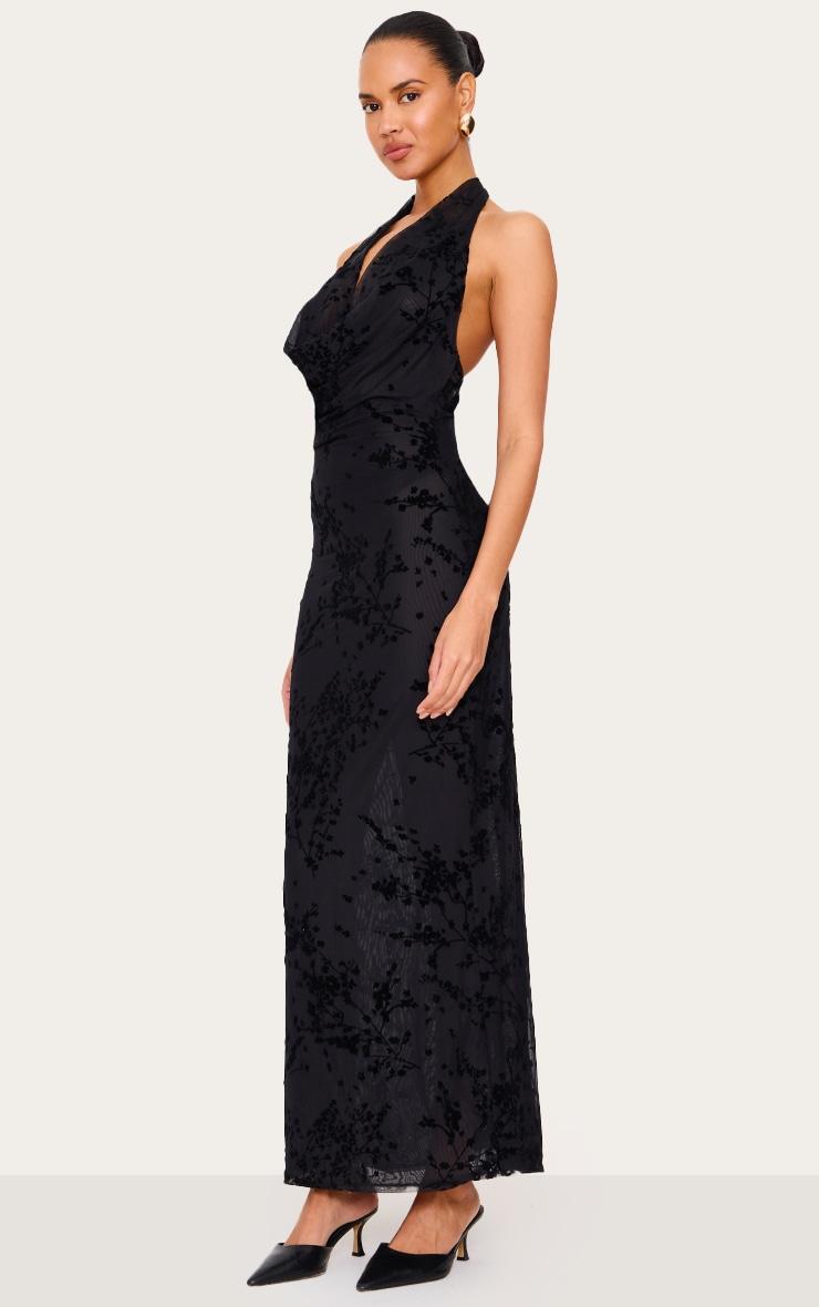 Black Devore Cowl Neck Maxi Dress Product Image