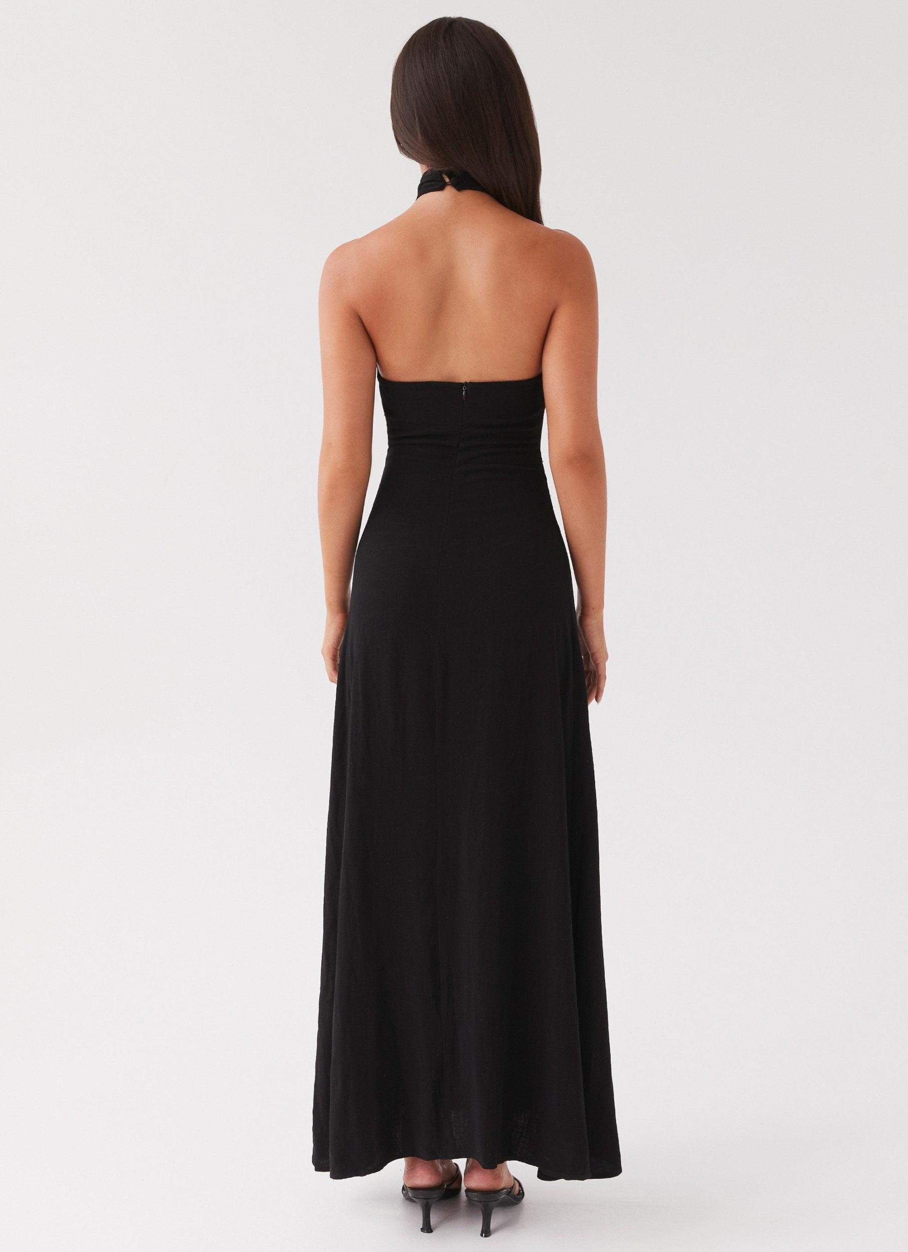 Adrienne Linen Maxi Dress - Black Product Image