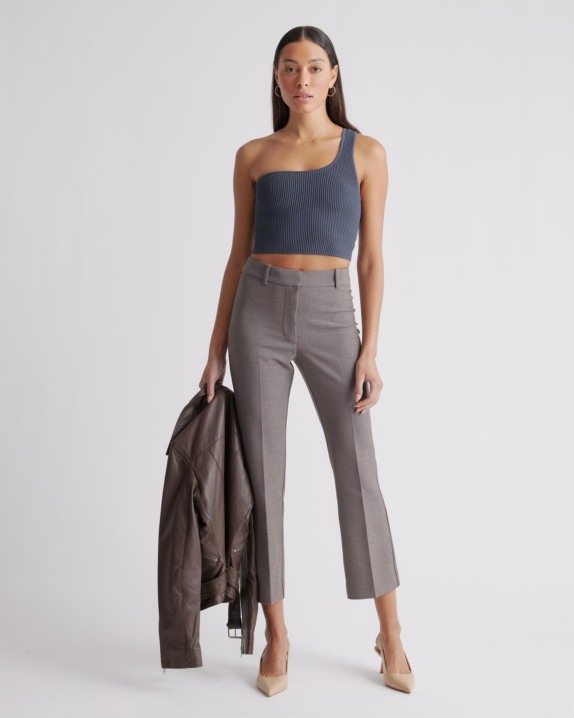 Quince | Women's Cropped One Shoulder Ribbed Knit Tank Top Size XL, Recycled nylon/polyester/spandex Product Image