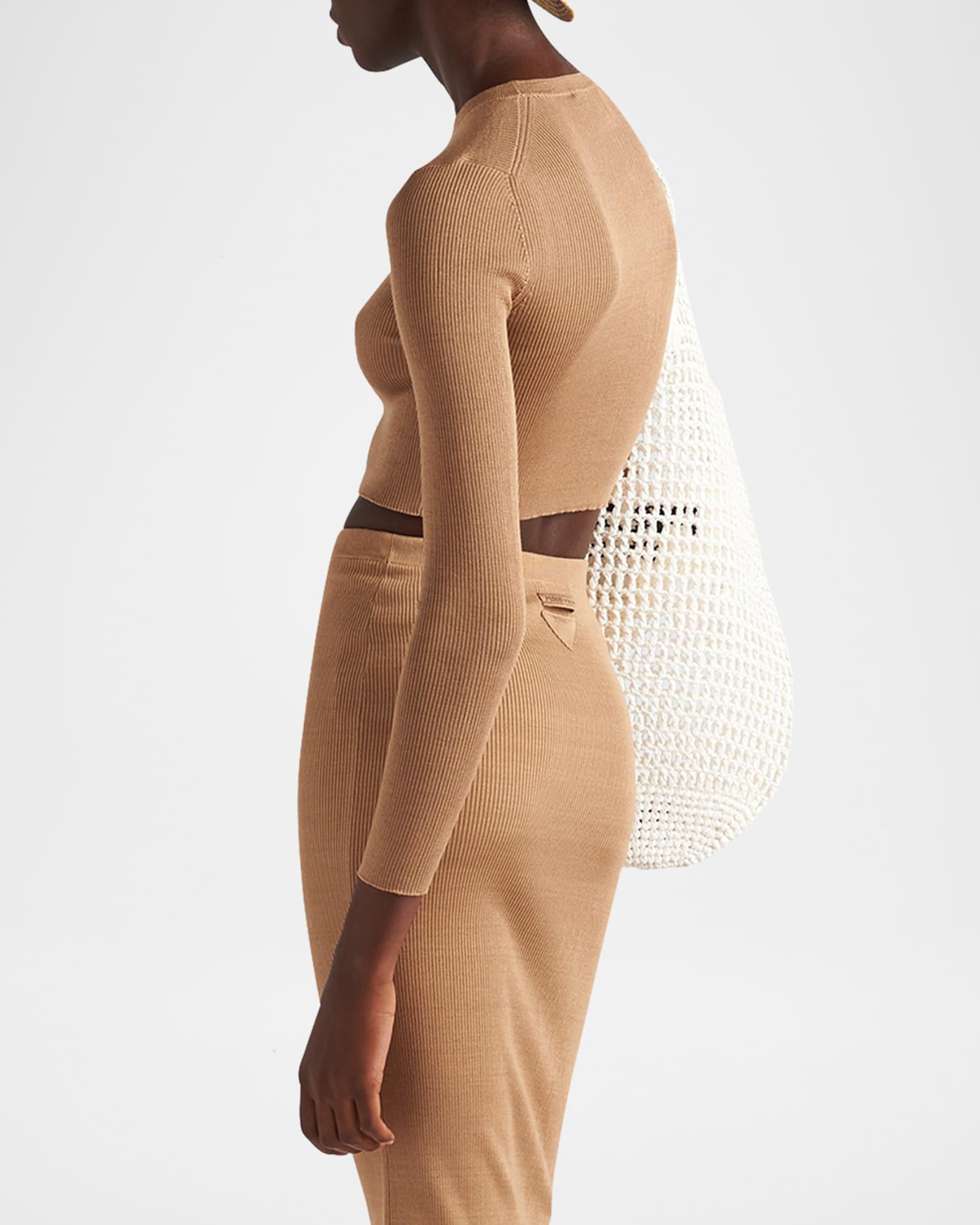 Logo-Intarsia Rib Cropped Silk Sweater Product Image