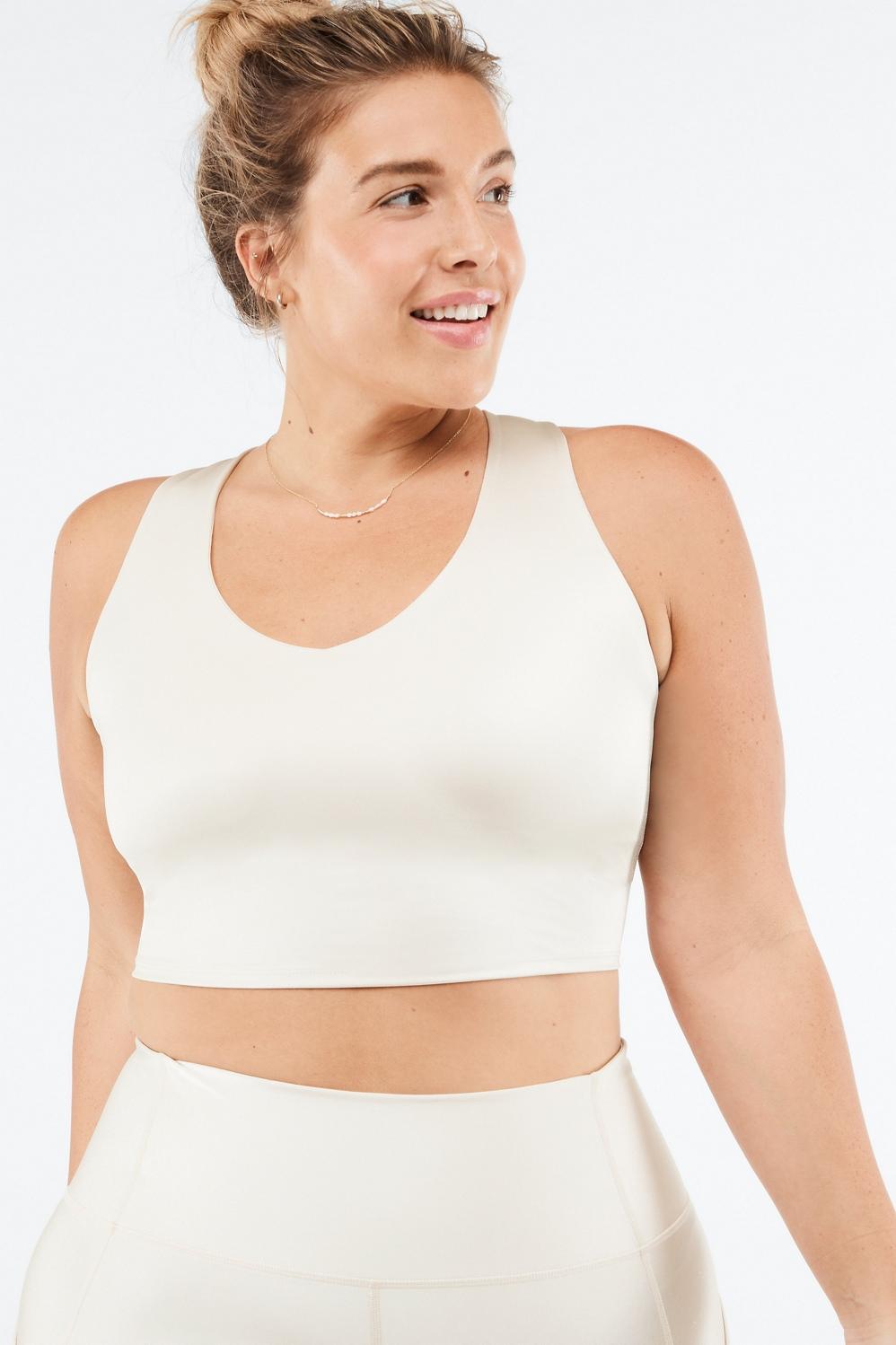 Fabletics Averie Shine Built-In Bra Tank Womens Grey Mist Shine plus Size 4X Product Image