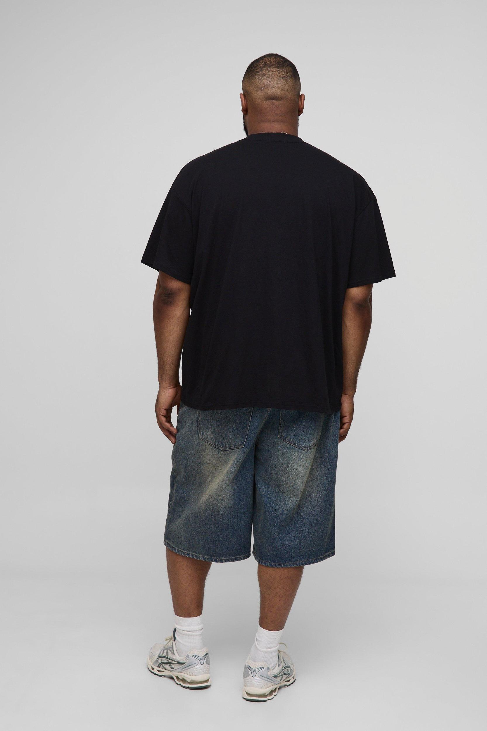 Plus Oversized Extended Neck Monaco Racing Print T-Shirt | boohooMAN USA Product Image