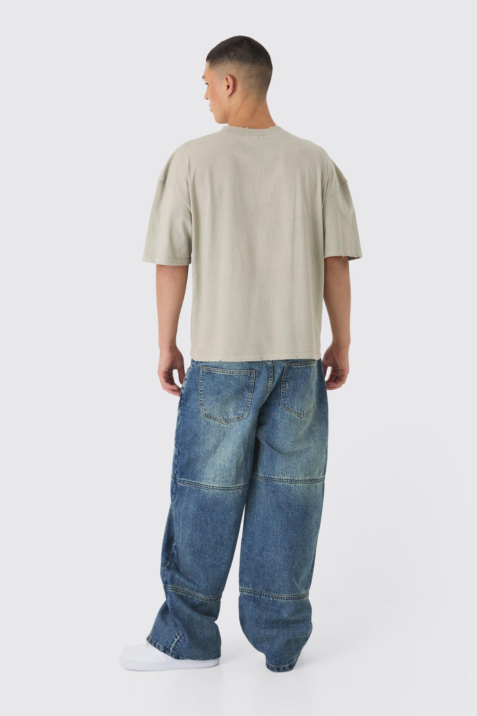 Baggy Rigid Contrast Stitch Denim Jeans | boohooMAN USA Product Image